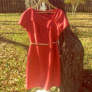 Like New Tahari Coral Belted Dress